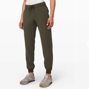 Lululemon Athletica Olive Green Track Pants with Elastic Cuffs
